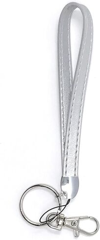 WigsPedia Deluxe Durable PU Leather Wrist Lanyard for ID Badge Holder, Key fob Cell Phone, Key, USB, Camera (Silver) in Saudi Arabia