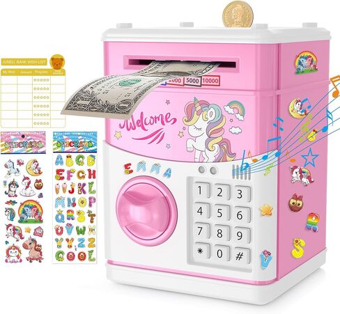 JUNEU Unicorn Piggy Bank for Kids - Electronic Musical Money Bank for Girls in Kuwait