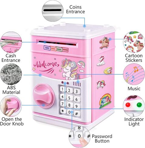 JUNEU Unicorn Piggy Bank for Kids - Electronic Musical Money Bank for Girls in Kuwait