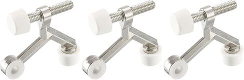 uxcell Door Stoppers, 3Pcs 2-1/6" x 1-7/9" - Zinc Alloy Hinge Pin Door Stop, K Type Adjustable Door Stopper with Rubber Bumper Tips (Nickel) in Kuwait