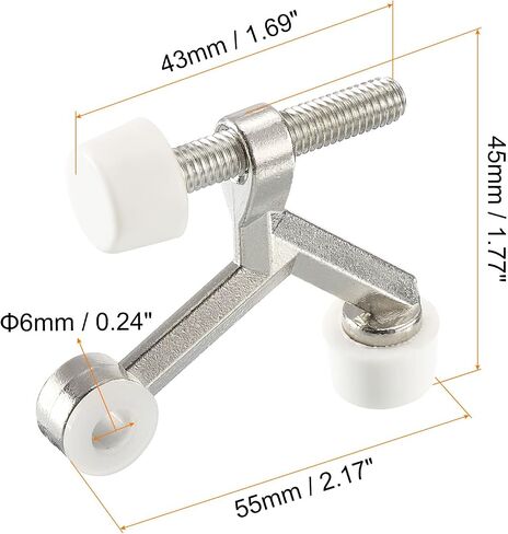 uxcell Door Stoppers, 3Pcs 2-1/6" x 1-7/9" - Zinc Alloy Hinge Pin Door Stop, K Type Adjustable Door Stopper with Rubber Bumper Tips (Nickel) in Kuwait