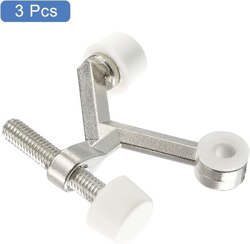 uxcell Door Stoppers, 3Pcs 2-1/6" x 1-7/9" - Zinc Alloy Hinge Pin Door Stop, K Type Adjustable Door Stopper with Rubber Bumper Tips (Nickel) in Kuwait