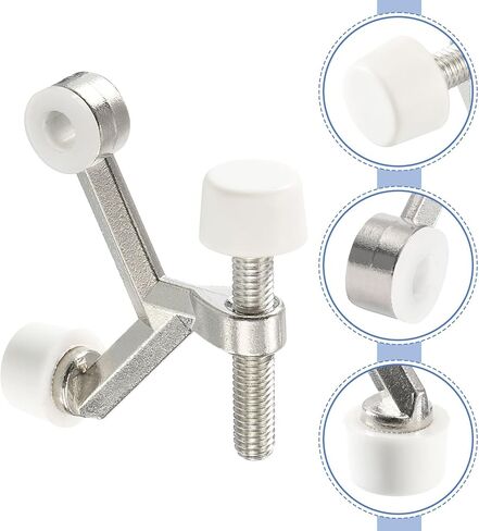 uxcell Door Stoppers, 3Pcs 2-1/6" x 1-7/9" - Zinc Alloy Hinge Pin Door Stop, K Type Adjustable Door Stopper with Rubber Bumper Tips (Nickel) in Kuwait