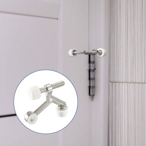 uxcell Door Stoppers, 3Pcs 2-1/6" x 1-7/9" - Zinc Alloy Hinge Pin Door Stop, K Type Adjustable Door Stopper with Rubber Bumper Tips (Nickel) in Kuwait