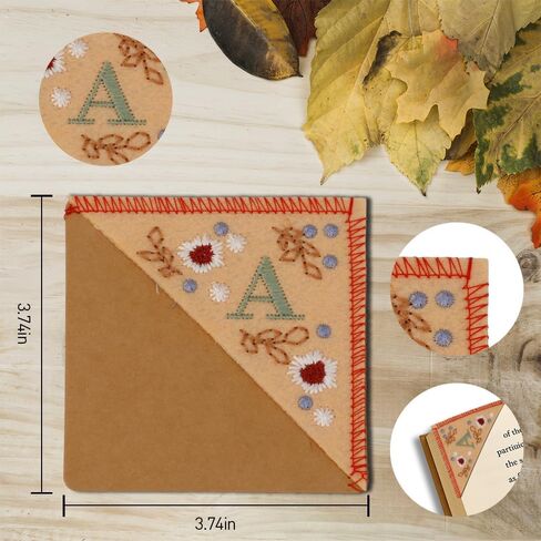 Hand Embroidered Spring Initial M Corner Bookmark for Women, Exquisite Handmade Floral Pattern Bookmark, Unique Option for Readers Book Lovers and Educators in Saudi Arabia