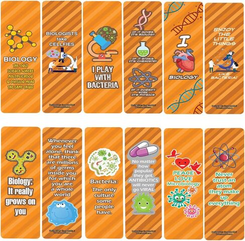 Creanoso Cute Biology Sayings Bookmarks (2-Sets x 6 Cards) – Daily Inspirational Card Set – Interesting Book Page Clippers – Great Gifts for Adults and Professionals in Saudi Arabia