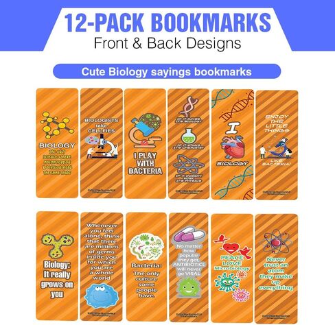 Creanoso Cute Biology Sayings Bookmarks (2-Sets x 6 Cards) – Daily Inspirational Card Set – Interesting Book Page Clippers – Great Gifts for Adults and Professionals in Saudi Arabia