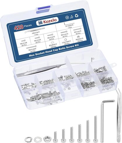 1110pcs M3 Socket Head Cap Screws Bolts Nuts Assortment Kit - [M3x4/5/6/8/10/12/14/16/18/20/25/30mm] 304 Stainless Steel Allen Socket Drive for 3D Printer, with Wrench in Saudi Arabia