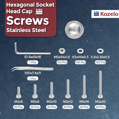 1110pcs M3 Socket Head Cap Screws Bolts Nuts Assortment Kit - [M3x4/5/6/8/10/12/14/16/18/20/25/30mm] 304 Stainless Steel Allen Socket Drive for 3D Printer, with Wrench in Saudi Arabia