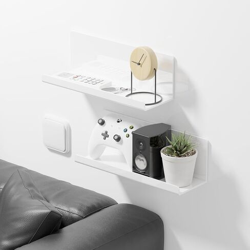 Adhesive Floating Shelves for Wall No Drilling, 12 Inch Acrylic Self Adhesive Shelves, Stick on Shelves, Dorm Wall Shelf, for Bathroom, Kitchen, Bedroom, Office, Gaming Room, Gray in Kuwait