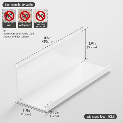 Adhesive Floating Shelves for Wall No Drilling, 12 Inch Acrylic Self Adhesive Shelves, Stick on Shelves, Dorm Wall Shelf, for Bathroom, Kitchen, Bedroom, Office, Gaming Room, Gray in Kuwait