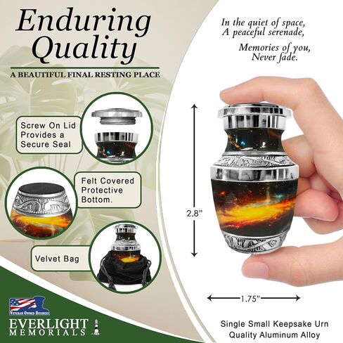 Heart Shaped Keepsake Cremation Urns for Human Ashes - Celestial Journey Small Keepsake Urn for Men Women Children Pets - Burial Urns in Kuwait