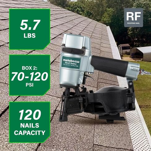 Metabo HPT Pneumatic Roofing Nailer + 18V Impact Driver Pro Bundle Kit, 1-3/4-Inch Coil Roofing Nailer with BONUS 18V Triple Hammer Impact Driver Kit, KNV45AB2 in Saudi Arabia
