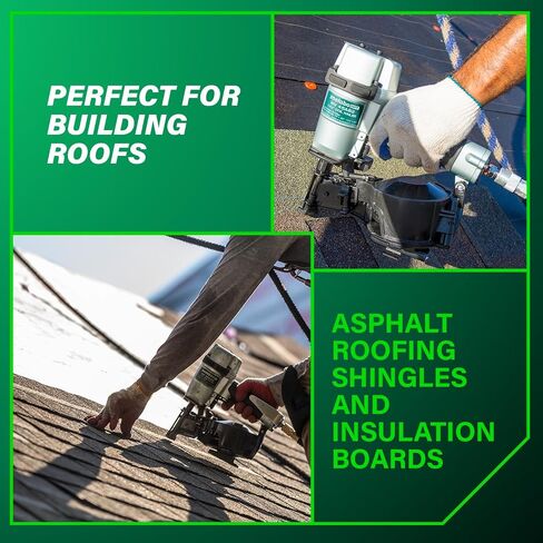 Metabo HPT Pneumatic Roofing Nailer + 18V Impact Driver Pro Bundle Kit, 1-3/4-Inch Coil Roofing Nailer with BONUS 18V Triple Hammer Impact Driver Kit, KNV45AB2 in Saudi Arabia