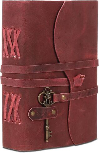 Leather Journal with Deckle Edge Paper 7x5 inch and Vintage Key/Handmade Writing Notebook Diary/Bound Daily Notepad for Men & Women Medium, Sketch/Writing pad for Artists in Kuwait