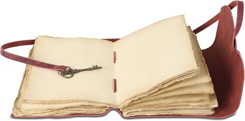 Leather Journal with Deckle Edge Paper 7x5 inch and Vintage Key/Handmade Writing Notebook Diary/Bound Daily Notepad for Men & Women Medium, Sketch/Writing pad for Artists in Kuwait