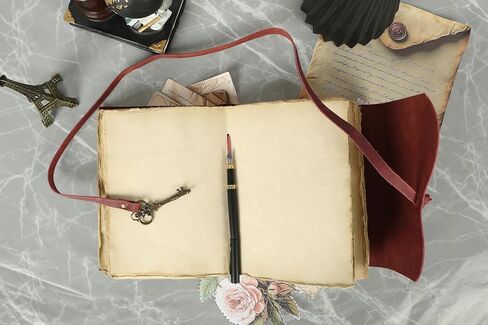 Leather Journal with Deckle Edge Paper 7x5 inch and Vintage Key/Handmade Writing Notebook Diary/Bound Daily Notepad for Men & Women Medium, Sketch/Writing pad for Artists in Kuwait