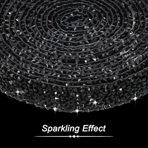 PATIKIL 3 Yards Resin Rhinestone Ribbon, 15mm Hot Melt Adhesive Crystal Rhinestone Strips Bling Diamond Ribbon for Clothing DIY Crafts, Black in Saudi Arabia
