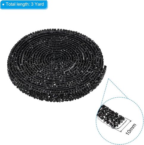 PATIKIL 3 Yards Resin Rhinestone Ribbon, 15mm Hot Melt Adhesive Crystal Rhinestone Strips Bling Diamond Ribbon for Clothing DIY Crafts, Black in Saudi Arabia
