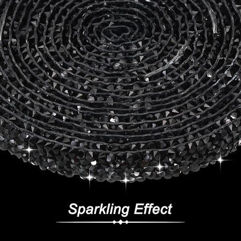 PATIKIL 3 Yards Resin Rhinestone Ribbon, 15mm Hot Melt Adhesive Crystal Rhinestone Strips Bling Diamond Ribbon for Clothing DIY Crafts, Black in Saudi Arabia