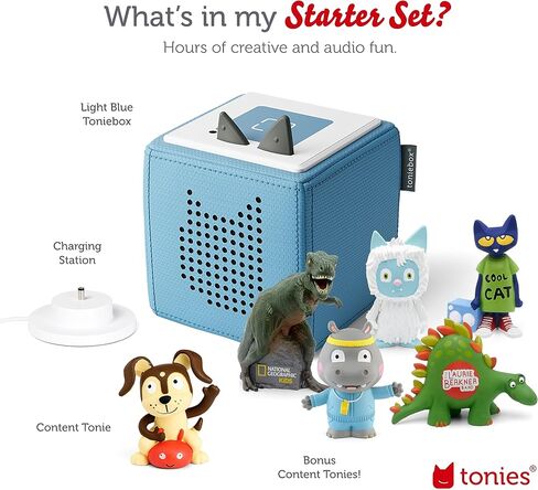 Tonies for Teachers Audio Player Starter Kit with Pete The Cat, Healthy Habits, Laurie Berkner, National Geographic Dinosaur, and Yeti - Red in Saudi Arabia