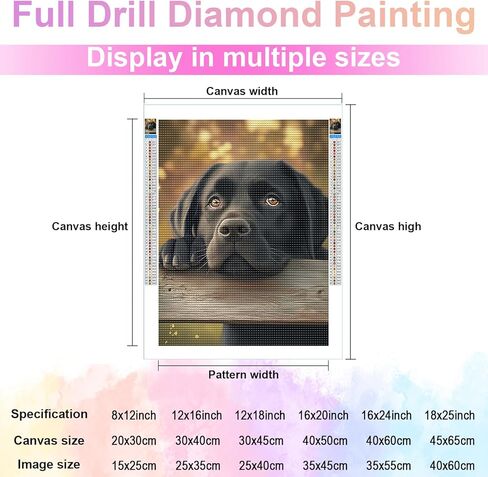 youshiha Black Labrador Dog Diamond Painting kits للبالغين ، DIY 5D Animal Diamond Art Cull in Kuwait