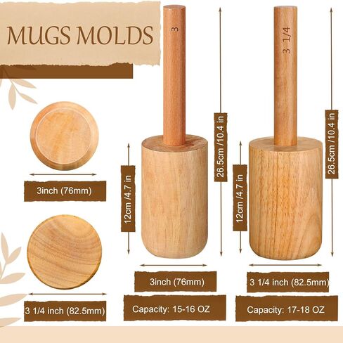 Baderke 2 Pcs Cup Pottery Molds, Create Pottery Mug Vases, Cup Molds Shaping Tool, Assist in Hand Building Mugs(2 3/4 Inch, 3 Inch) in Kuwait