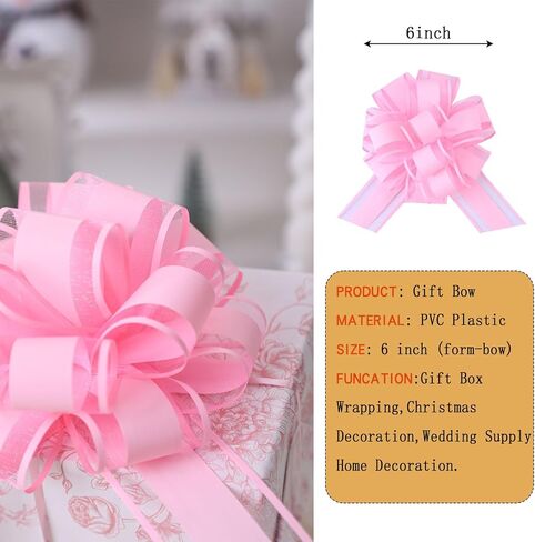 12 Pcs 6inch Pull Bow Gift Wrapping,Pull Bow for Birthday, Christmas, Party, Holiday, Gift Boxes Bow Basket Packaging Bows for Valentine's Day Presents Flower Decorations in Saudi Arabia