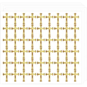 2700Pcs Mini Easter Cross Sticker Gold Foil Paper Decals Gold Jesus Christian Stickers Religious Cross Stickers for Envelopes Scrapbook Gifts DIY Supplies, 0.5 in