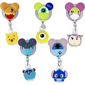 5pcs Retractable Badge Holders. Cartoon Cute Retractable Badge Reel, Badge Reel Holder for Children and Nurses, Clip-on Name Badge Holder for Office