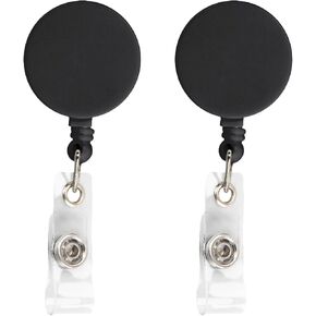 2 Pack Convenient and Stylish Retractable Badge Holder - Perfect for Keys and ID Badges Keychain Badge Reels, ID Holder Clips, and More Included. (Flat,Black)