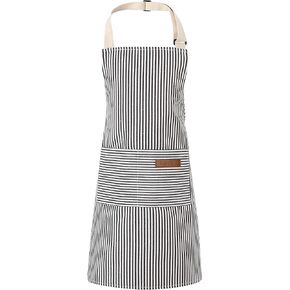 Stripes Kids Apron ، أطفال يطبخون مع جيبان للطبخ ، التنظيف ، الرسم (رمادي ، 55 × 65 سم)