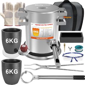 Nelyrho 6KG Melting Furnace Kit with #6 Graphite Crucible and Carry Bag