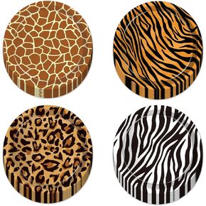 32Pcs Jungle Safari Party Plates – 7" Disposable Animal Print Dessert Plates for Wild One Birthday, Zoo Theme Parties & Outdoor Adventures,Wild-Themed Birthdays, BBQs, Picnics