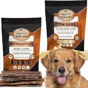 Brutus & Barnaby 12 Cow Ears + 15 Gullet Treats ، كل الكلب الطبيعي كله