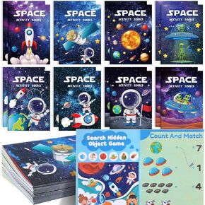 Kosiz 24 Pcs Outer Space Activity Book for Kids Astronaut Solar System Galaxy Alien Games Coloring Book Space Mazes Word Search Scramble Game for Space Birthday Party Goodie Bags Classroom Favors