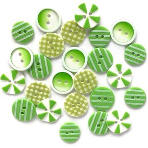 Buttons Galore Printed Craft & Sewing Buttons - Lime Lite - Set of 3 Packs Total 60 Buttons