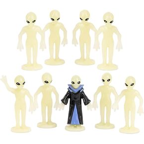 accoutrements archie mcphee itty bitty aliens: خذني إلى قائدك الصغير المصغر - توهج في أرقام الفينيل المظلمة 1-3/8 ".
