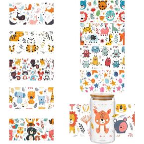 UV DTF Cup Wrap Transfer Stickers for Glass ، 10 Sheets Cup Frusts on Transfers transfers لصياغة ملصقات شارات كوب لصياغة 16 أوقية من الزجاج الأثاث الحرفي الخشب DIY