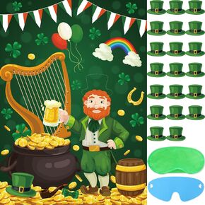 ألعاب الحفلات يوم St Patricks دبوس القبعة على Leprechaun for Kids St.