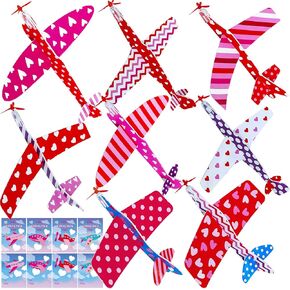 Winlyn 32 Sets Valentines Day Foam Airplanes Glider Planes with Cards for Kids Boys Girls Valentine Planes Party Favors School Classroom Gift Exchange Valentines Treats Prizes Goodie Bag Stuffers Toys