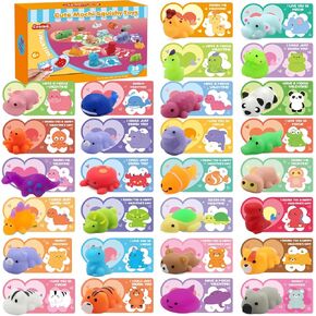 28 Pack Valentines Day Gifts for Kids ، Mochi Squishies Party Form