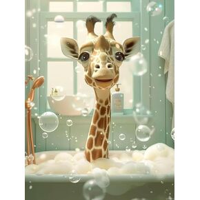 Eatukyic Giraffe في حوض الاستحمام ، مجموعة الطلاء الماس البالغة ، سحر فريد للحيوانات ، لوحة فنية للأحجار الكريمة مع ديكور جدار منزلي Diamond 12x16 بوصة