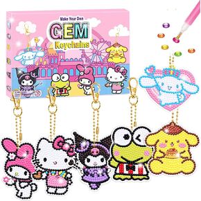 Crafts for Girls 8-12 - 6Pcs Make Your Own GEM Art Keychains - Arts and Crafts for Kids Ages 8-12 - Diamond Art Kits for Kids - 5D Dimond Art Paintings by Numbers - Art & Craft Gifts for 6 10 Year Old