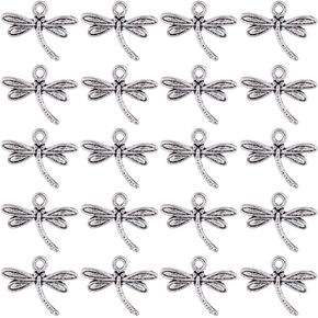Sunnyclue 1 Box 100pcs سحر Dragonfly Silver Silver Flying Flying Dragonfly سحر الحشرة التبتية سحر Dragonflies Spring for Jewelry Making Sharms Supplies keychain keychain arklace necklace diy craft