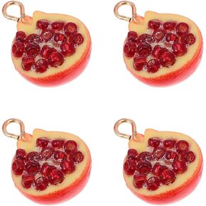 Exceart 4pcs Fruit Pertants Charms 3d Pomegranate Charms Fruit Frous Spacer Beads Resin Resin