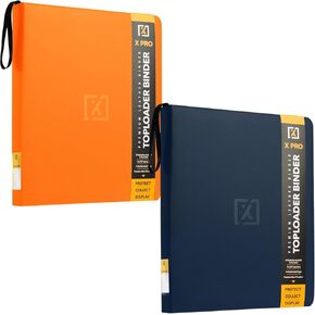 X Pro Toploader Binder - Midnight Blue and Orange Bundle Set - 40 Toploaders مضمّن في الحزمة