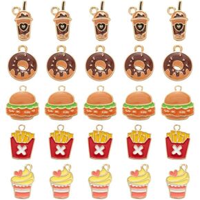 Kitbeads 40pcs أساليب مخبز مخبز - بيتزا ، كب كيك ، برغر ، دونات ، سحر طعام مينا كروس لصنع المجوهرات بالجملة