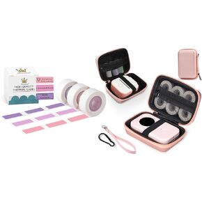 D30 Label Maker Tape - Compatible with Memoking/Phomemo D30 Label Printer Machine, 12x30mm Waterproof Thermal Printer Labels and D30 Case, Pink