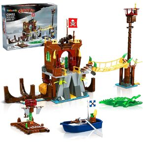 Adventure Pirate Building Block Set - 442PCS Pirate Ship Building Toy Halloween Birthday Gifts for Boys Girls Age 6-12 Who Loves Adventure